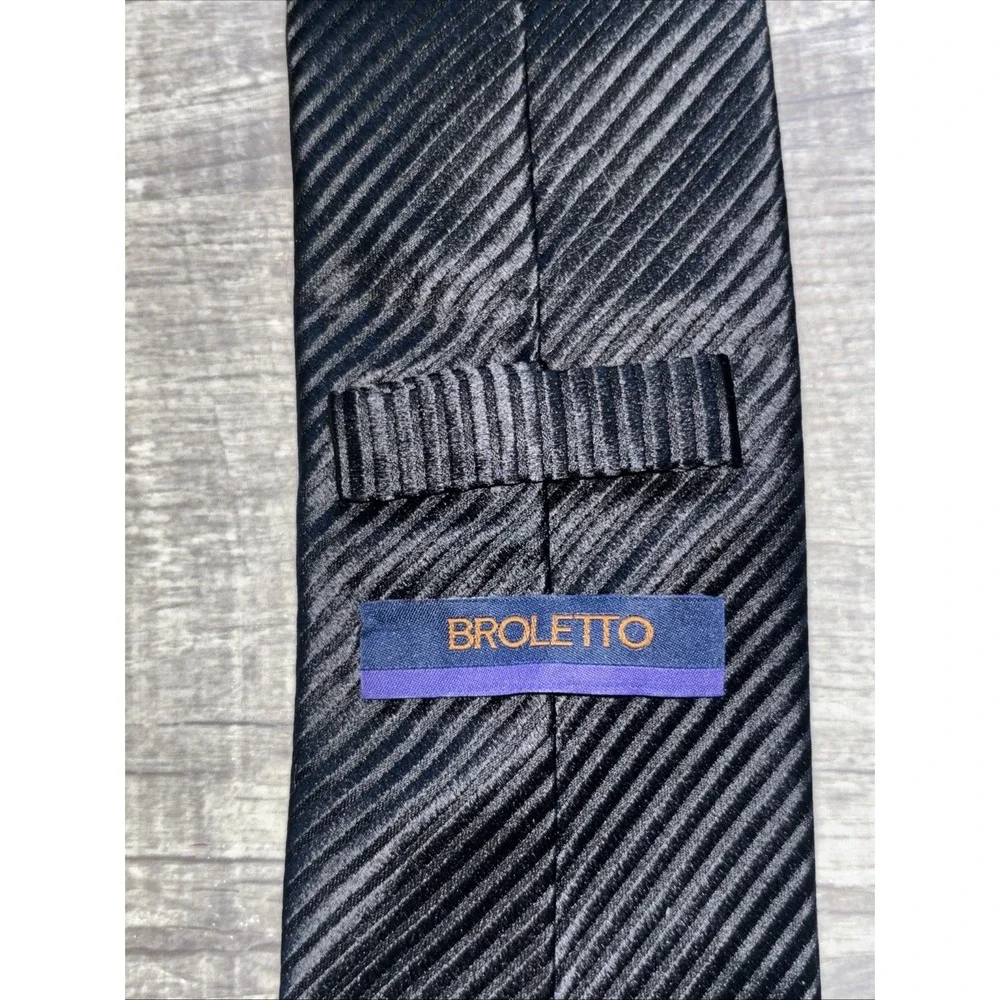 Broletto Black Diagonal Jacquard Silk Tie
